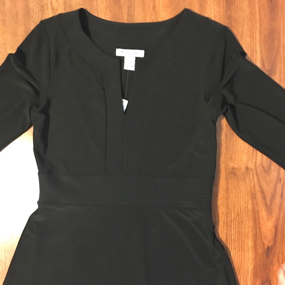 NWT WHBM Black Jersey Trapunto-Stitched Dress 6